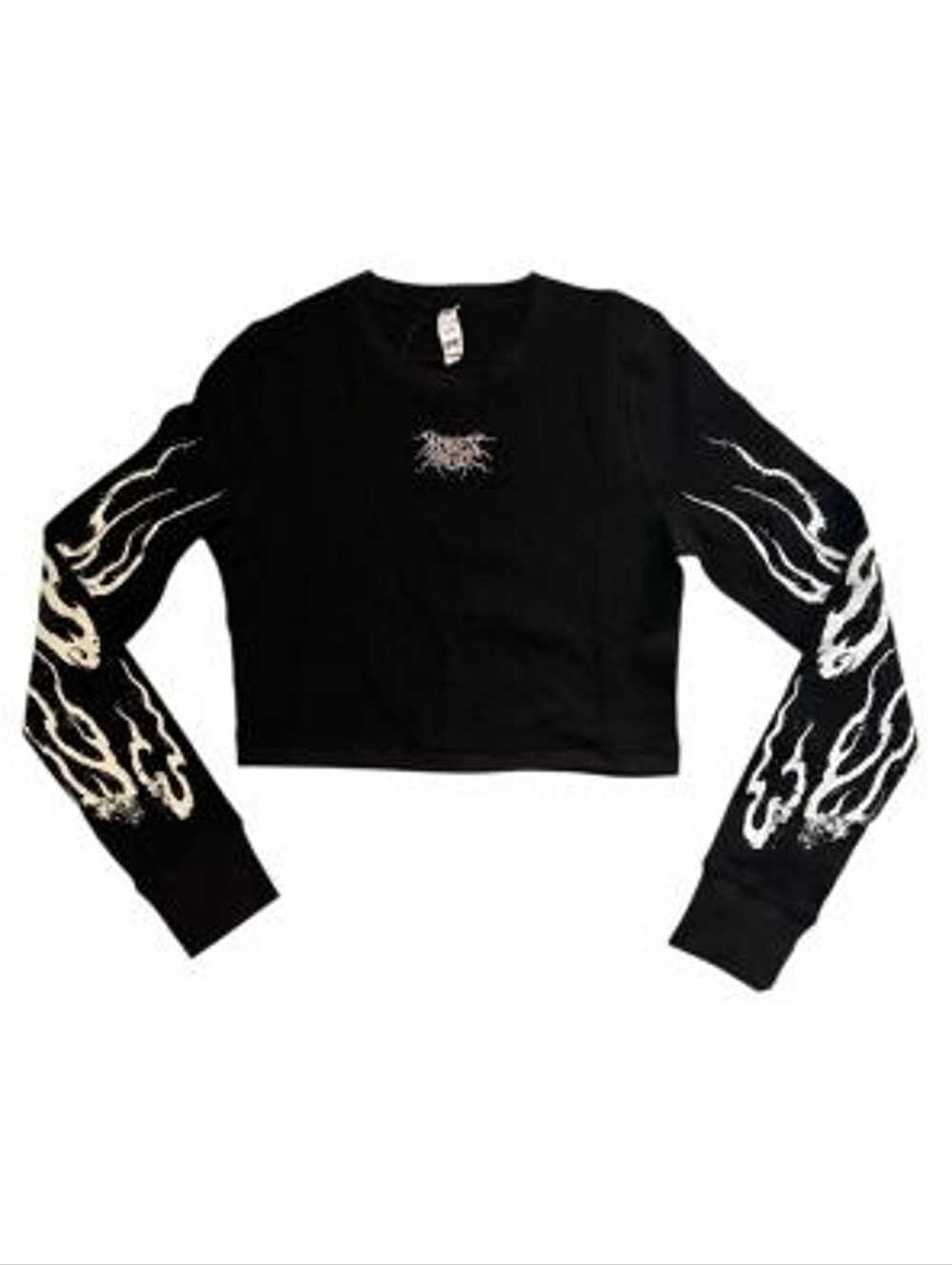 Darc Sport Infernal Flame Black Cropped Thermal Long Sleeve Graphic Top New Sm